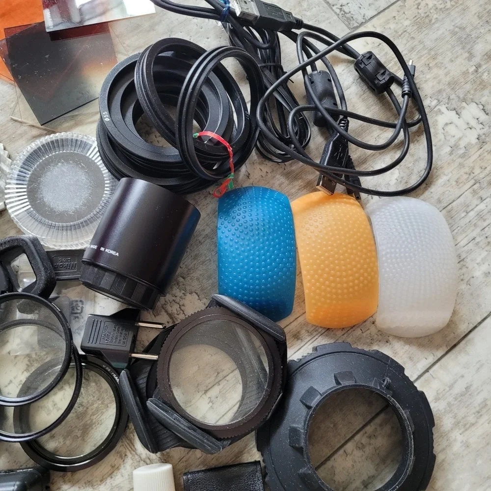 HUGE Camera Accessory Lot Nikon, Tiffen, Bescor, Filters, Cases AS-IS UNTESTED